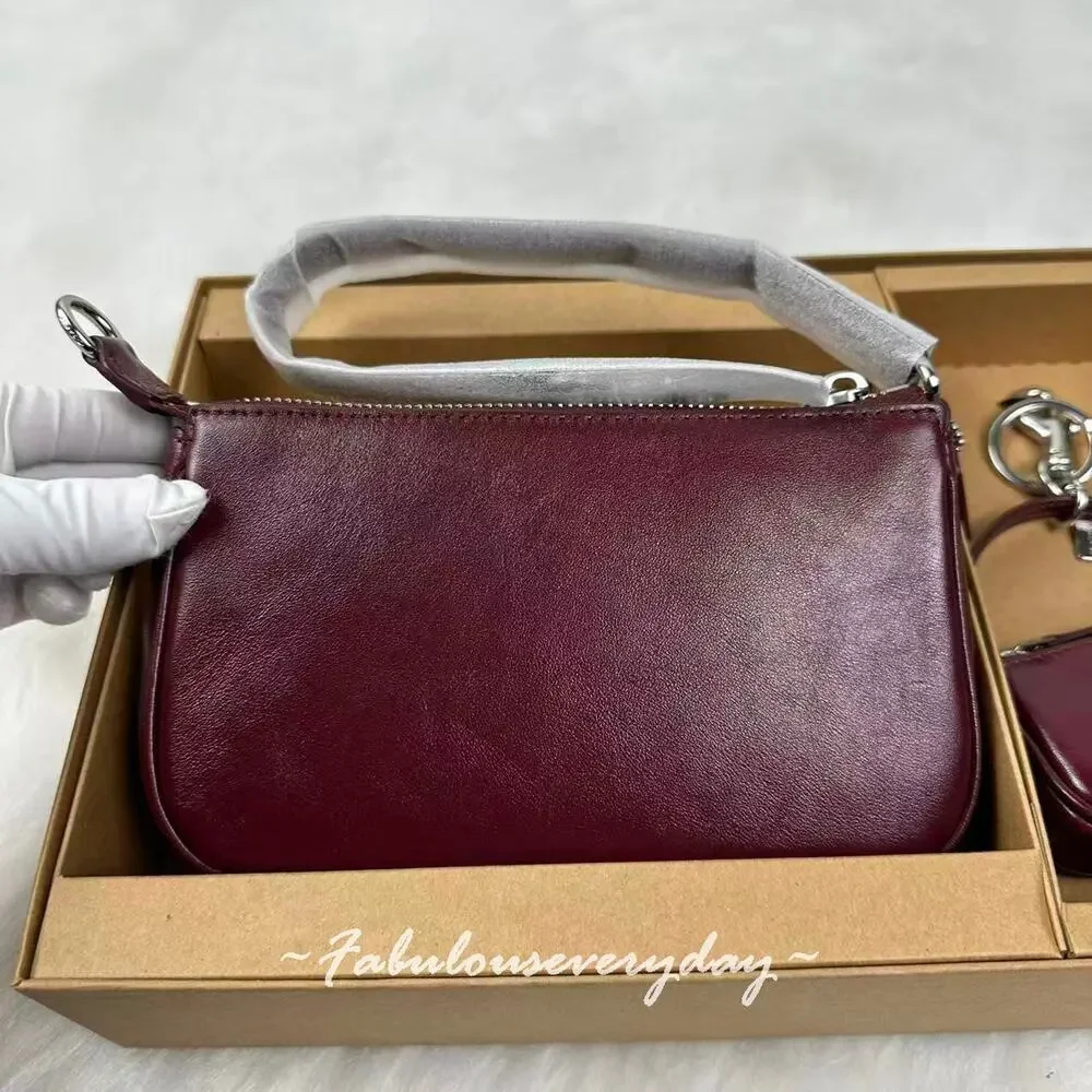 Coach Boxed Nolita 19 And Nolita Bag Charm Set In Leather/Silver/Dark Wine CCK95